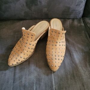 Studded heeled mules